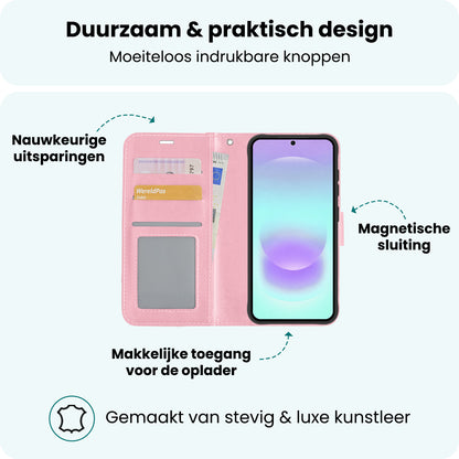 Forterra Samsung A37 Hoesje Bookcase Cover met Kaarthouder - Lichtroze