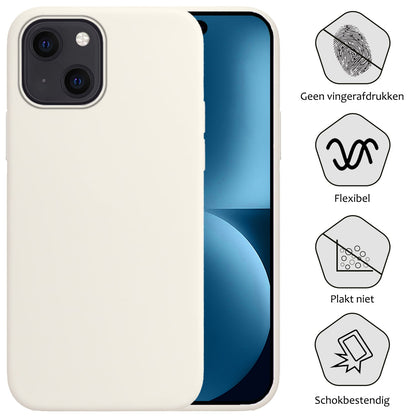 Forterra iPhone 15 Hoesje Siliconen Backcover Lichtgewicht - Wit