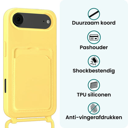 Forterra iPhone Air Hoesje Met Telefoonkoord en Pasjeshouder Siliconen - Geel