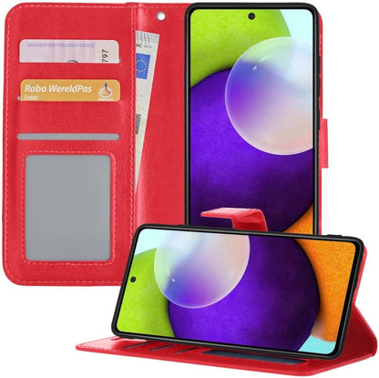 Forterra Samsung A52 5G Hoesje Bookcase Cover met Kaarthouder - Rood