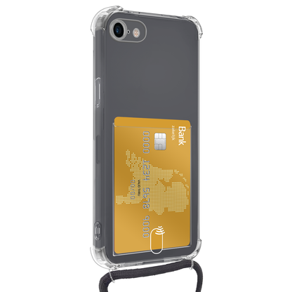 Forterra iPhone 8 Hoesje Kaarthouder met Koord Backcover Shockproof - Transparant