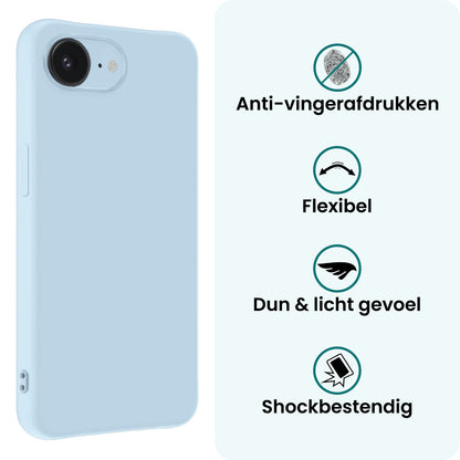 Forterra iPhone 16e Hoesje Siliconen Backcover Lichtgewicht - Lichtblauw