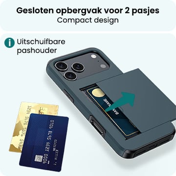 Forterra iPhone 17 Pro Hoesje Kaarthouder Hard Case Shockproof - Donkerblauw