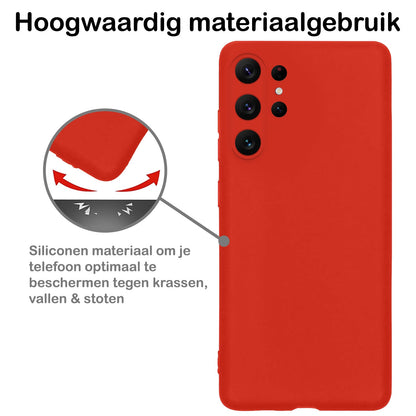 Forterra Samsung S23 Ultra Hoesje Siliconen Backcover Lichtgewicht - Rood