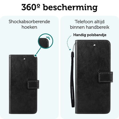 Forterra Samsung S24 FE Hoesje Bookcase Cover met Kaarthouder - Zwart