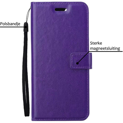 Forterra iPhone 15 Pro Hoesje Bookcase Cover met Kaarthouder - Paars