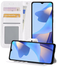 Forterra OPPO A16s Hoesje Bookcase Cover met Kaarthouder - Wit