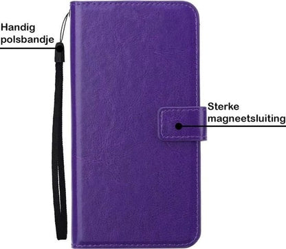 Forterra iPhone 12 Mini Hoesje Bookcase Cover met Kaarthouder - Paars