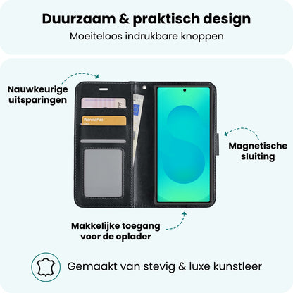 Forterra Samsung S25 Ultra Hoesje Bookcase Cover met Kaarthouder - Zwart