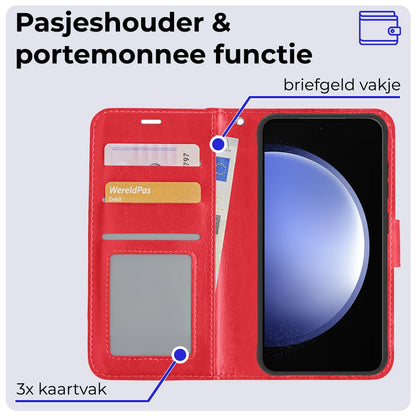 Forterra Samsung S23 FE Hoesje Bookcase Cover met Kaarthouder - Rood