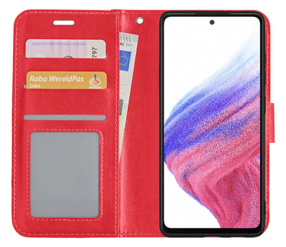 Forterra Samsung A53 Hoesje Bookcase Cover met Kaarthouder - Rood
