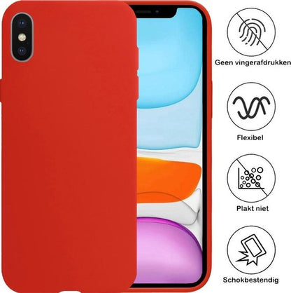 Forterra iPhone Xs Hoesje Siliconen Backcover Lichtgewicht - Rood