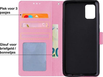 Forterra Samsung A51 Hoesje Bookcase Cover met Kaarthouder - Lichtroze