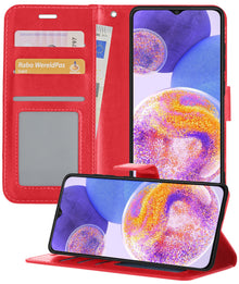 Forterra Samsung A23 Hoesje Bookcase Cover met Kaarthouder - Rood