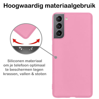 Forterra Samsung S21 FE Hoesje Siliconen Backcover Lichtgewicht - Lichtroze