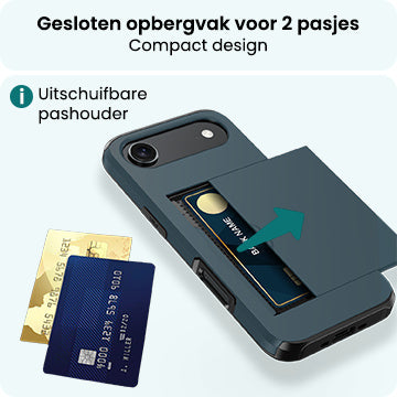 Forterra iPhone Air Hoesje Kaarthouder Hard Case Shockproof - Donkerblauw