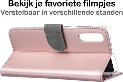 Forterra Samsung Galaxy A50 Hoesje Bookcase Cover met Kaarthouder - Rosé goud