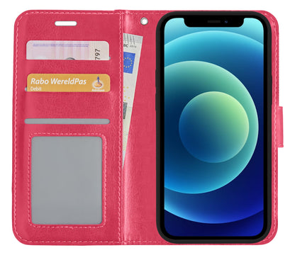 Forterra iPhone 12 Pro Max Hoesje Bookcase Cover Uitneembaar - Donkerroze