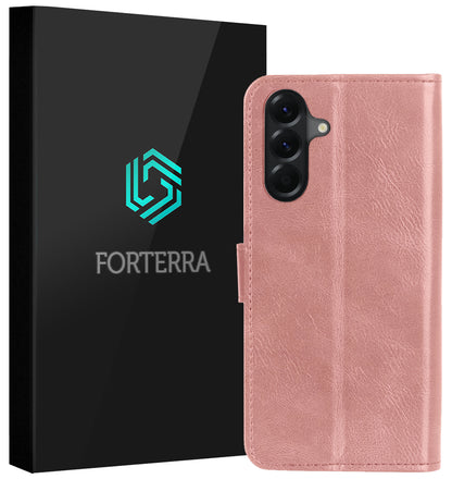 Forterra Samsung A17 Hoesje Bookcase Cover met Kaarthouder - Rosé goud