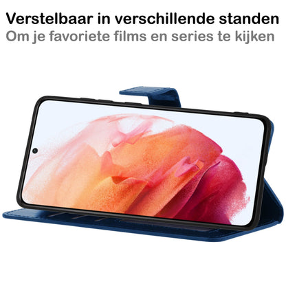 Forterra Samsung S21 Hoesje Bookcase Cover met Kaarthouder - Donkerblauw