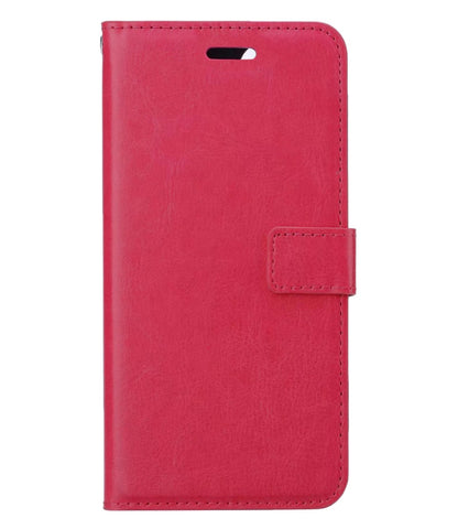 Forterra iPhone 13 Pro Hoesje Bookcase Cover met Kaarthouder - Donkerroze