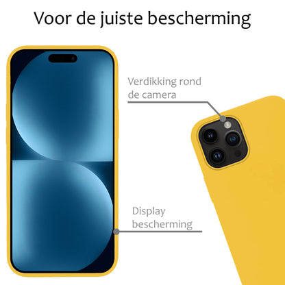 Forterra iPhone 15 Pro Hoesje Siliconen Backcover Lichtgewicht - Geel