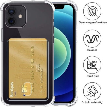 Forterra iPhone 12 Mini Hoesje Kaarthouder Backcover Shockproof - Transparant