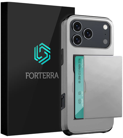 Forterra iPhone 17 Pro Max Hoesje Kaarthouder Hard Case Shockproof - Grijs