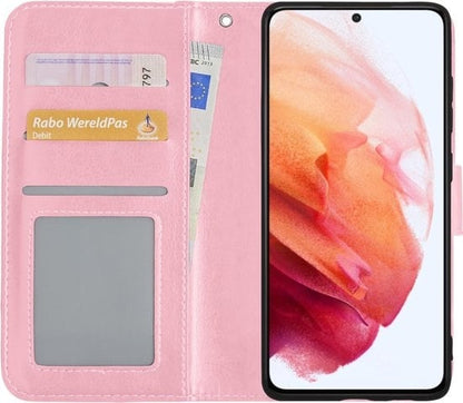 Forterra Samsung S21 Hoesje Bookcase Cover met Kaarthouder - Lichtroze