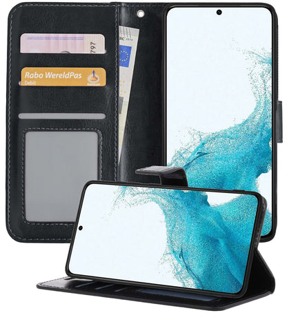 Forterra Samsung S22 Ultra Hoesje Bookcase Cover met Kaarthouder - Zwart