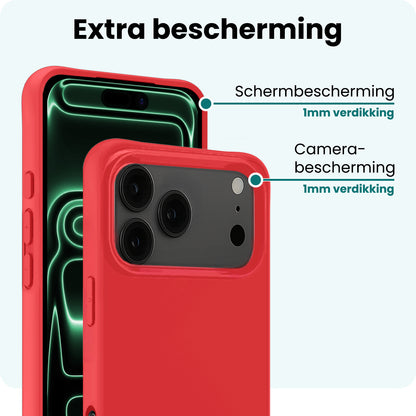 Forterra iPhone 17 Pro Max Hoesje Siliconen Backcover Lichtgewicht - Rood