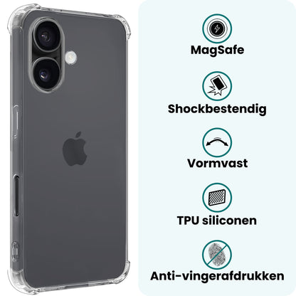Forterra iPhone 17 Hoesje Geschikt voor Magsafe Backcover Shockproof - Transparant