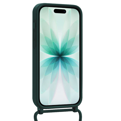 Forterra iPhone 17 Hoesje Met Telefoonkoord en Pasjeshouder Siliconen - Donkergroen