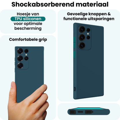 Forterra Samsung S25 Ultra Hoesje Siliconen Backcover Lichtgewicht - Donkerblauw