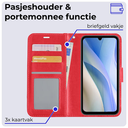 Forterra Samsung A15 Hoesje Bookcase Cover met Kaarthouder - Rood