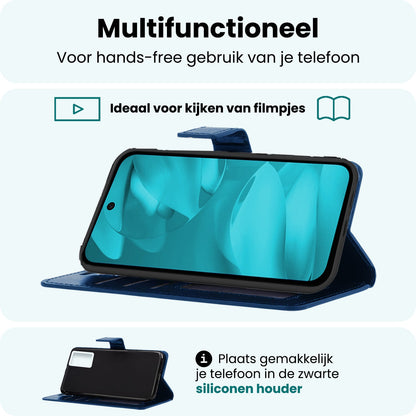 Forterra Google Pixel 9a Hoesje Bookcase Cover met Kaarthouder - Donkerblauw