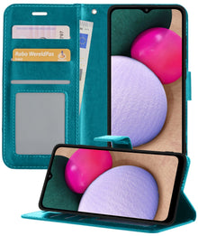 Forterra Samsung A03s Hoesje Bookcase Cover met Kaarthouder - Turquoise