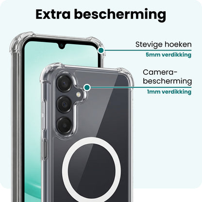 Forterra Samsung A25 Hoesje Geschikt voor Magsafe Backcover Shockproof - Transparant