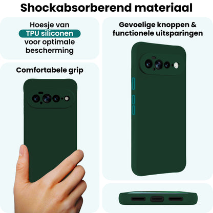 Forterra Google Pixel 11 Pro XL Hoesje Siliconen Backcover Lichtgewicht - Donkergroen