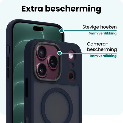 Forterra iPhone 18 Pro Hoesje Geschikt voor Magsafe Backcover Shockproof - Donkerblauw