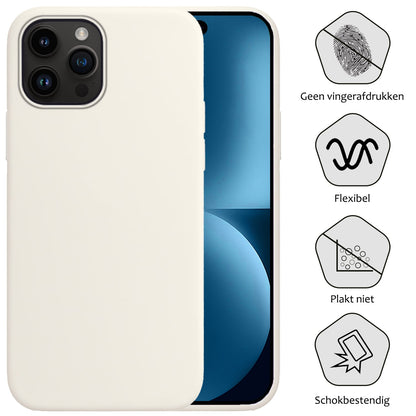 Forterra iPhone 15 Pro Hoesje Siliconen Backcover Lichtgewicht - Wit