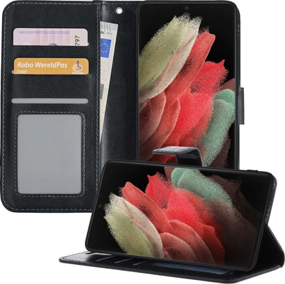 Forterra Samsung S21 Ultra Hoesje Bookcase Cover met Kaarthouder - Zwart