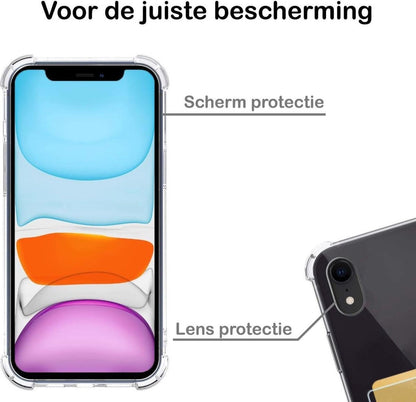 Forterra iPhone XR Hoesje Kaarthouder Backcover Shockproof - Transparant
