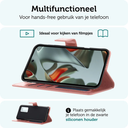 Forterra Google Pixel 10 Pro Hoesje Bookcase Cover met Kaarthouder - Rosé goud