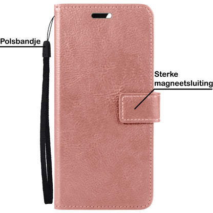 Forterra iPhone 13 Hoesje Bookcase Cover met Kaarthouder - Rosé goud