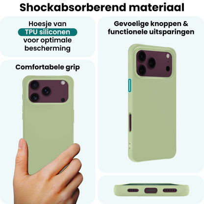 Forterra iPhone 18 Pro Max Hoesje Siliconen Backcover Lichtgewicht - Groen