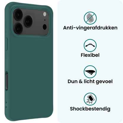 Forterra iPhone 17 Pro Hoesje Siliconen Backcover Lichtgewicht - Donkergroen