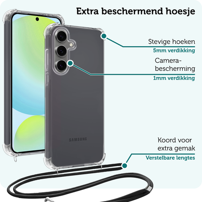 Forterra Samsung S24 FE Hoesje met Koord Backcover Shockproof - Transparant