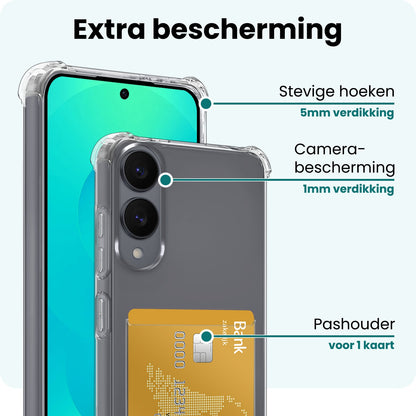 Forterra Samsung S25 Edge Hoesje Kaarthouder Backcover Shockproof - Transparant
