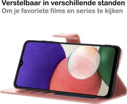 Forterra Samsung A22 4G Hoesje Bookcase Cover met Kaarthouder - Rosé goud